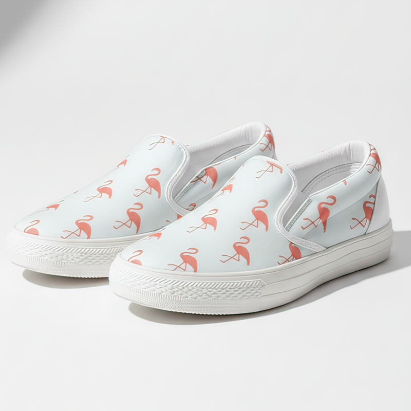Women's Simple Flamingo Slip Ons by The Popular Flamingo, featuring a comfortable design with flamingo accents.