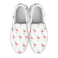 Simple Flamingo slip-on shoes for women by The Popular Flamingo, featuring a pink flamingo design and comfortable casual style.