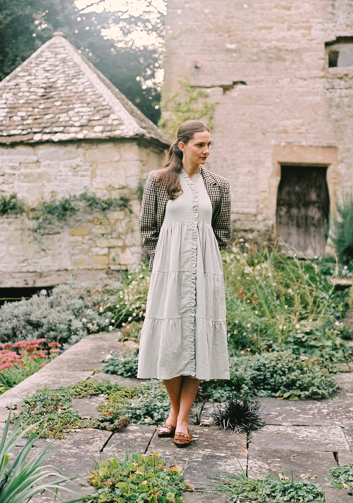 The Village Green house dress displayed with a relaxed fit, soft fabric, and casual style perfect for comfortable home wear.