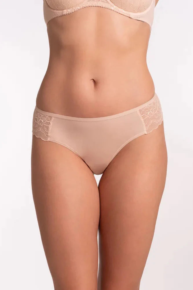 Women's Milavitsa 269030 medium-waisted thong panties in soft fabric, shown in black with minimal coverage and seamless design.