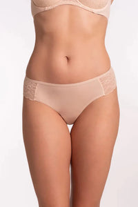 Women's Milavitsa 269030 medium-waisted thong panties in soft fabric, shown in black with minimal coverage and seamless design.