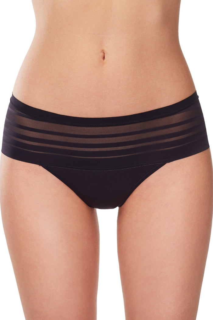 Black silk medium-waisted women's panties from Lornea, featuring comfortable, stylish briefs with smooth fabric and elegant design.