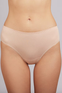 Medium-waisted nude cotton panties for women from Milavitsa, featuring comfortable slip style with smooth fabric.