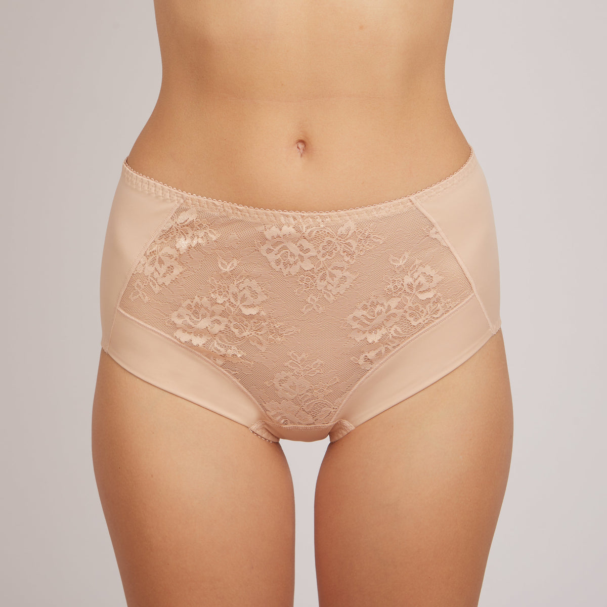 Nude high-waisted slip panties by Lornea, Crystal Curve collection, showcasing smooth fit and elegant design for women.