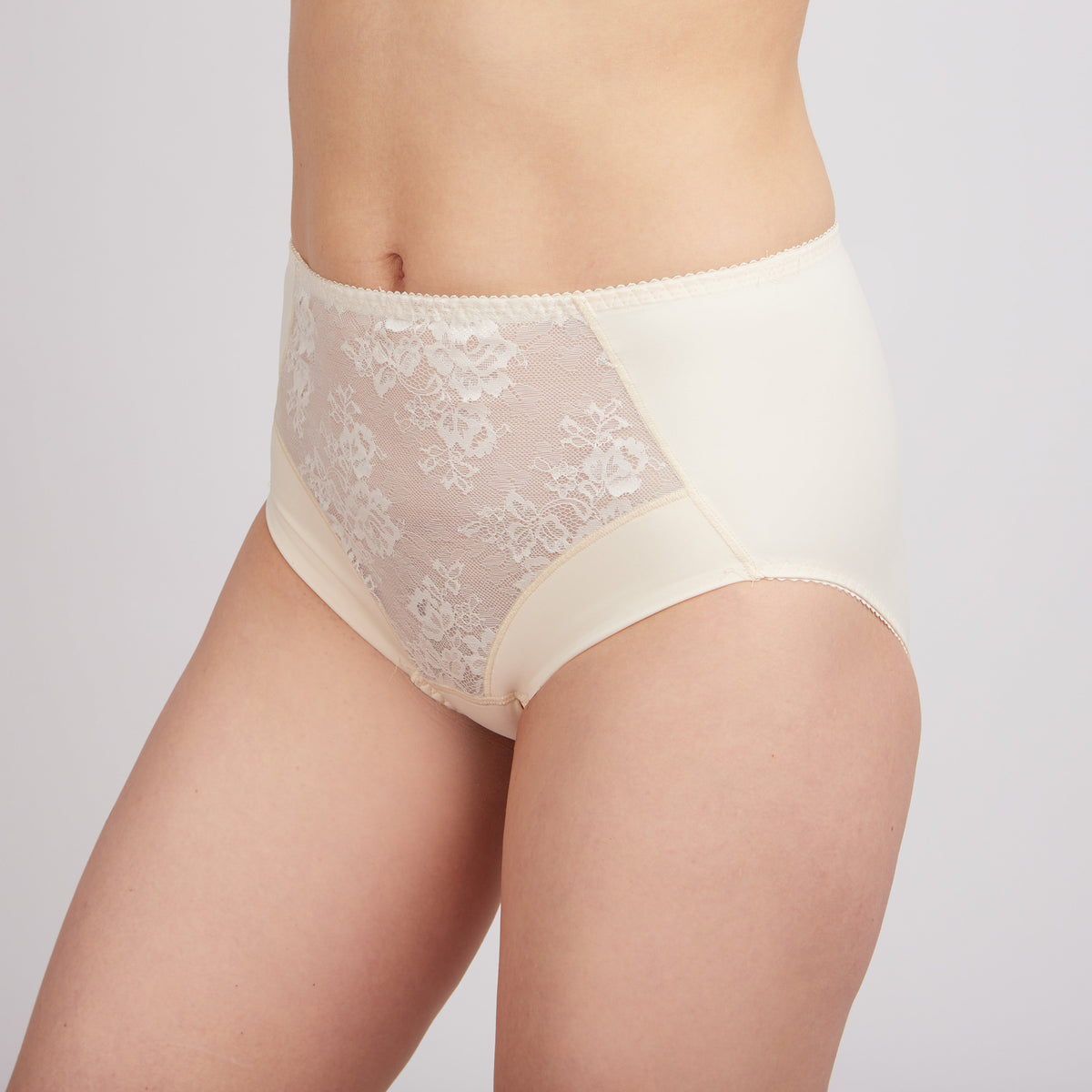 High-waisted nude crystal curve slip panties for women by Lornea, featuring a smooth, elegant design and comfortable fit.