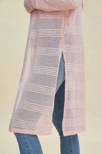 Black Trendsi Double Take full-size open front longline cardigan displayed on a model with a relaxed fit and long sleeves.