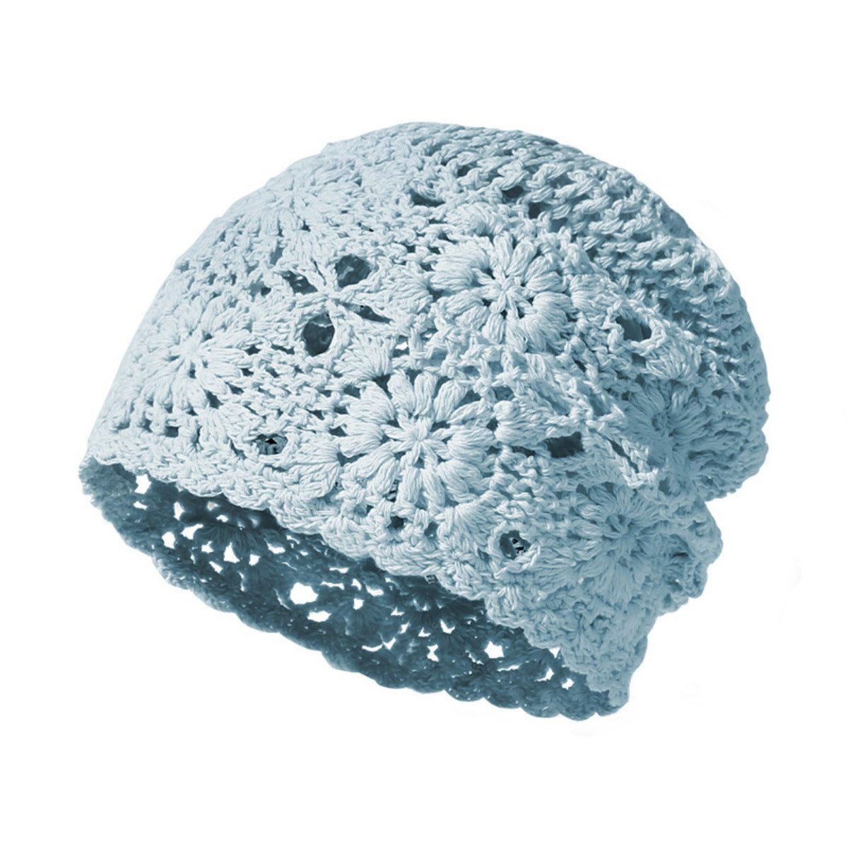 Crochet floral beanie hat by Trendsi featuring a colorful, knitted design with floral accents for stylish winter wear.
