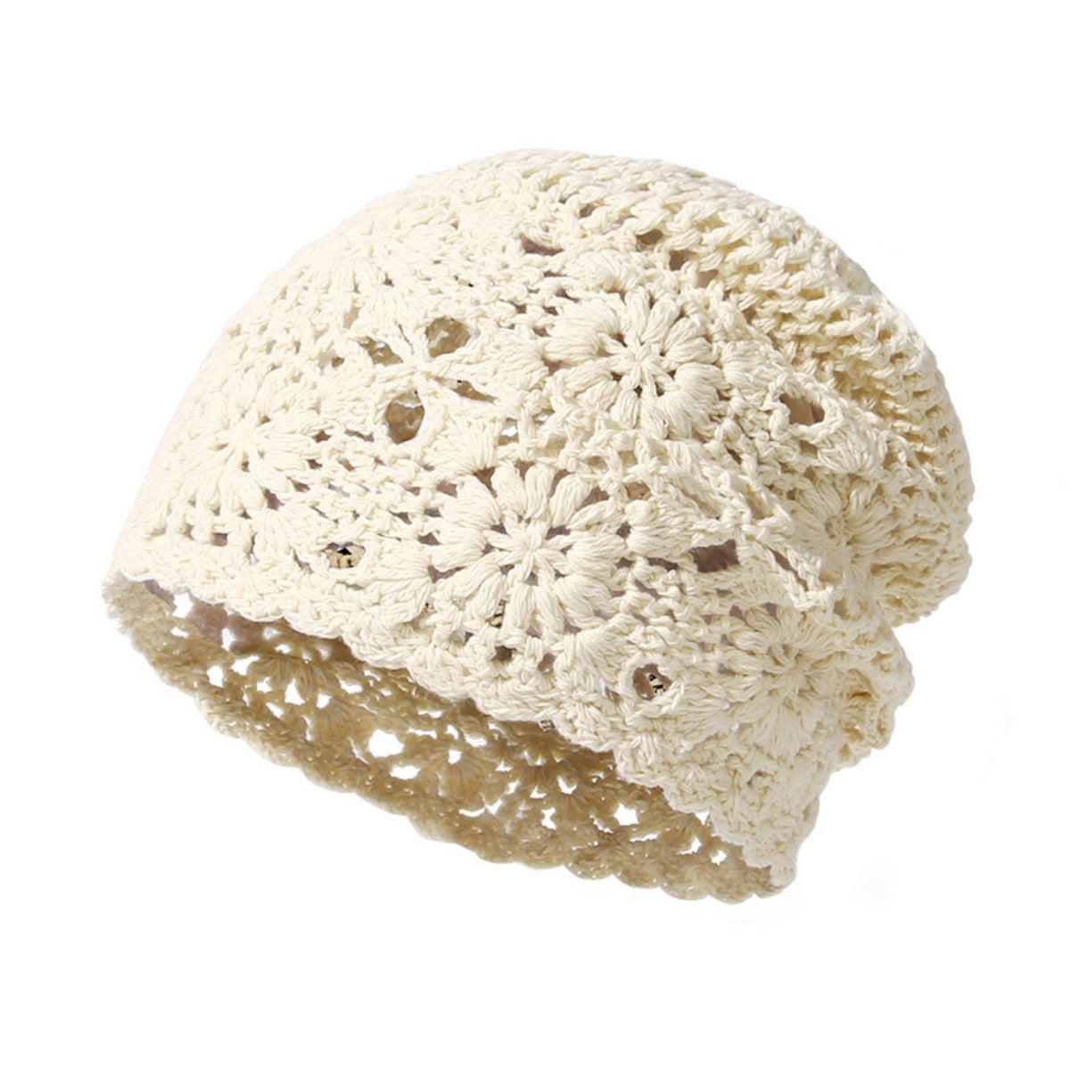 Crochet floral beanie hat by Trendsi featuring colorful floral embroidery and a cozy knit design.