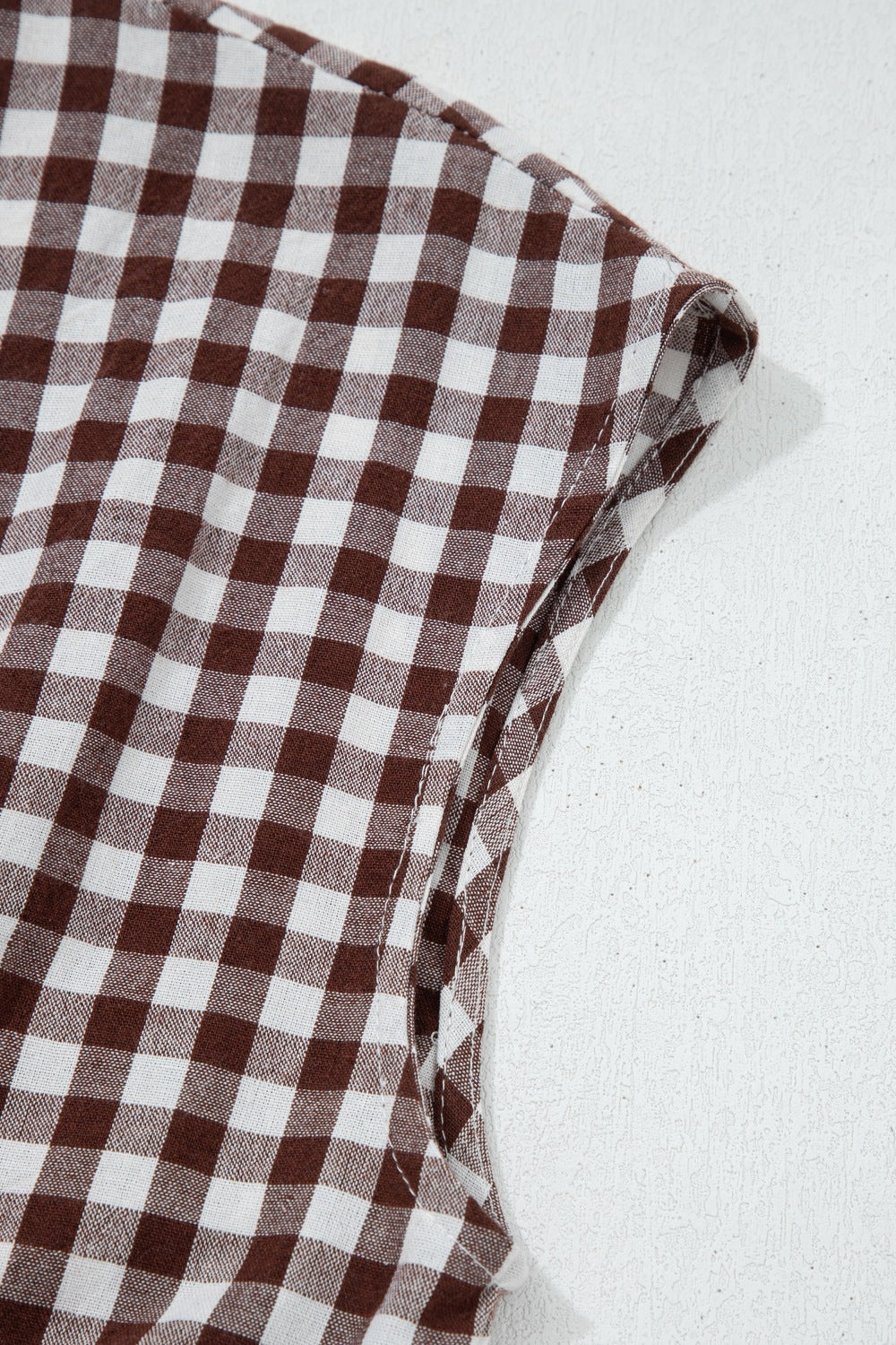 Cerise gingham zip-front midi dress from Trendsi, featuring a fitted waist, short sleeves, and a stylish front zipper.