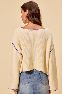 Multi-color granny crochet lace sweater top from SO ME by Trendsi, featuring intricate lace details and a cozy fit.