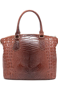 Trendsi PU leather handbag with top handles, gold hardware, and spacious interior on a neutral background.