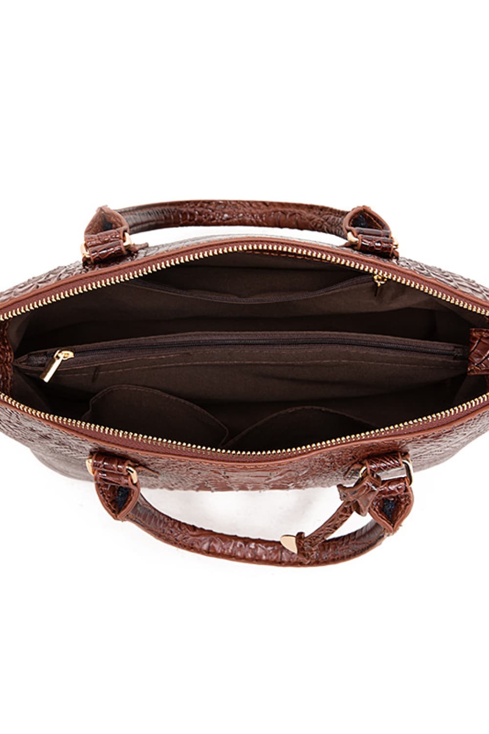 Trendsi PU leather handbag with top handles and gold-tone hardware, stylish accessory for everyday or formal outfits.