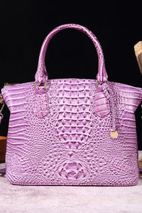 Trendsi PU leather handbag with top handles and gold-tone hardware, stylish and spacious for everyday use.