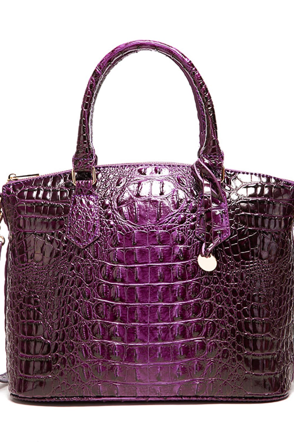 Trendsi PU leather handbag with structured design, featuring double handles and subtle stitching details.