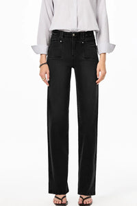 High-waisted wide-leg vintage wash jeans by Trendsi, featuring a relaxed fit and classic denim style.