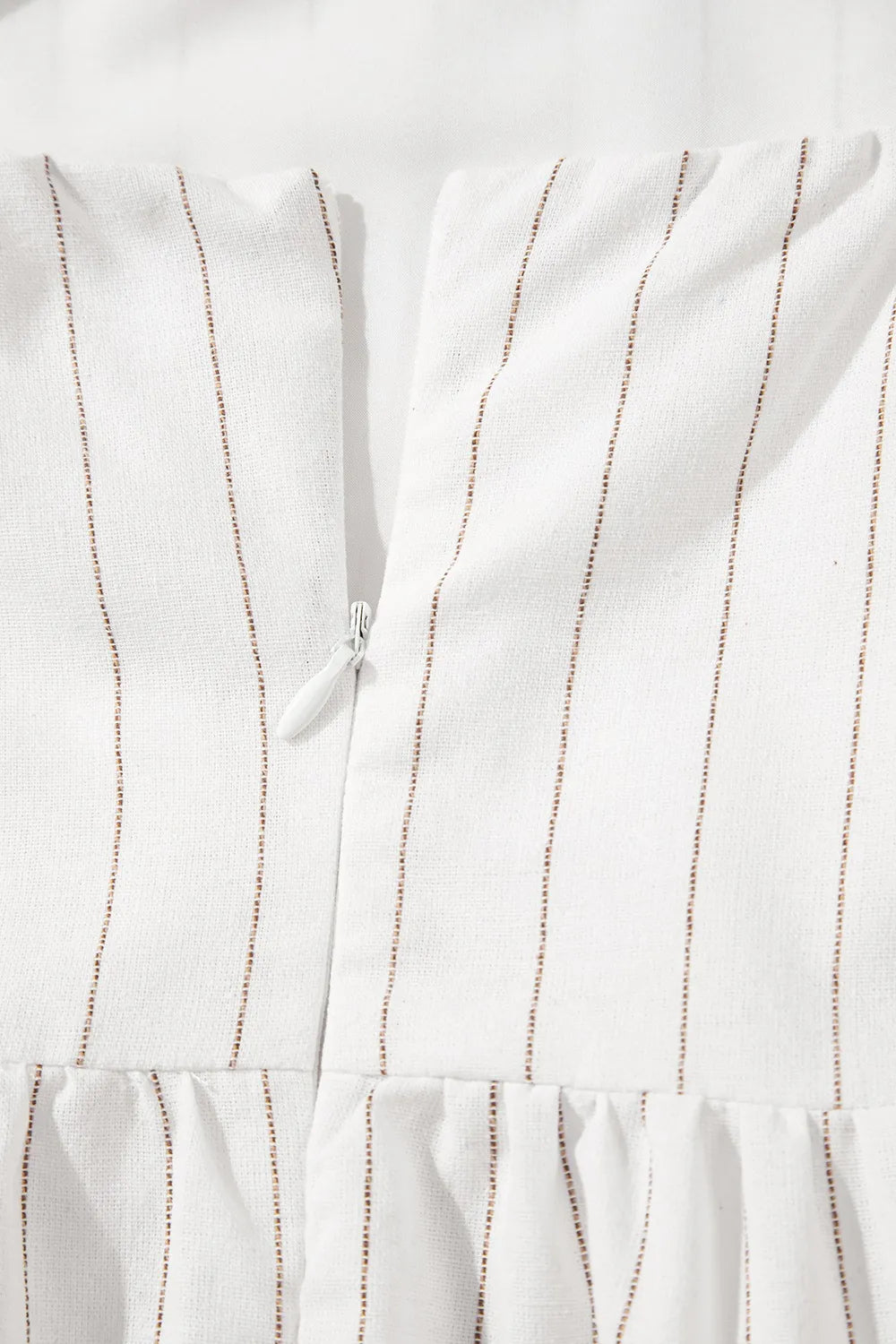 White stripe square neck cami dress with pockets by Trendsi, featuring a fitted bodice and casual summer style.