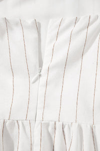 White stripe square neck cami dress with pockets by Trendsi, featuring a fitted bodice and casual summer style.