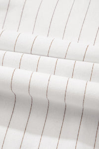 White stripe square neck cami dress with pockets by Trendsi, featuring a fitted bodice and casual style.