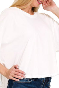 Black Zenana cotton round neck short sleeve T-shirt with a classic fit, displayed on a plain background.