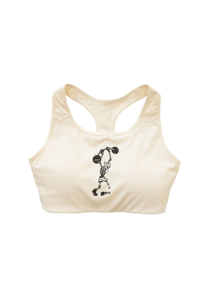 Vardagen "Do The Work" sports bra in black, shown on a model, designed for active wear and support during workouts.