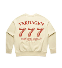 Vardagen Seven Year Grit women's crewneck sweatshirt showing back view with logo detail on a casual fit sweatshirt.
