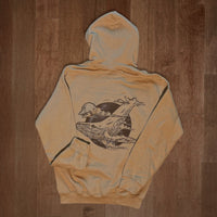 VesperTwine Thundercloud Hoodie in gold, featuring a soft fabric with a cloud-inspired print and a comfortable hood.