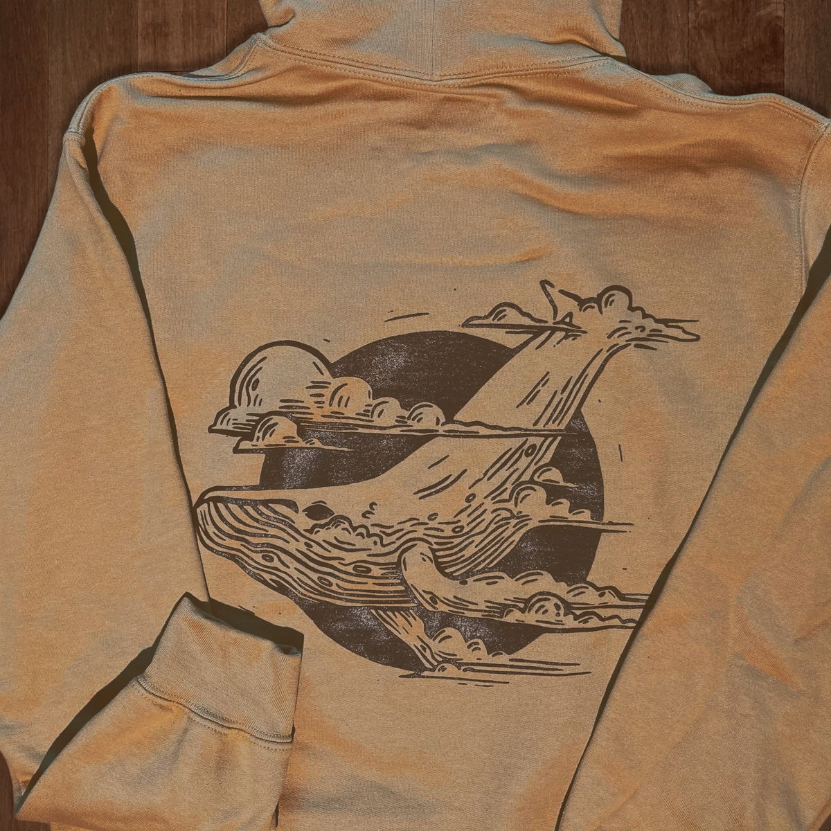 VesperTwine Thundercloud Hoodie in gold, featuring a cozy fit, soft fabric, and a stylish thundercloud graphic design.