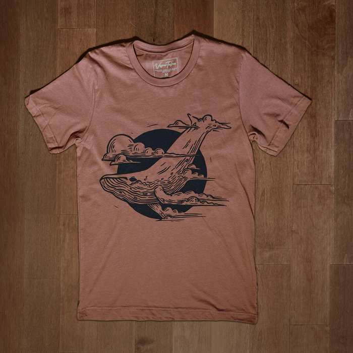 VesperTwine Thundercloud T-Shirt, lightweight cotton shirt with cloud graphic, casual fit, in XS size.