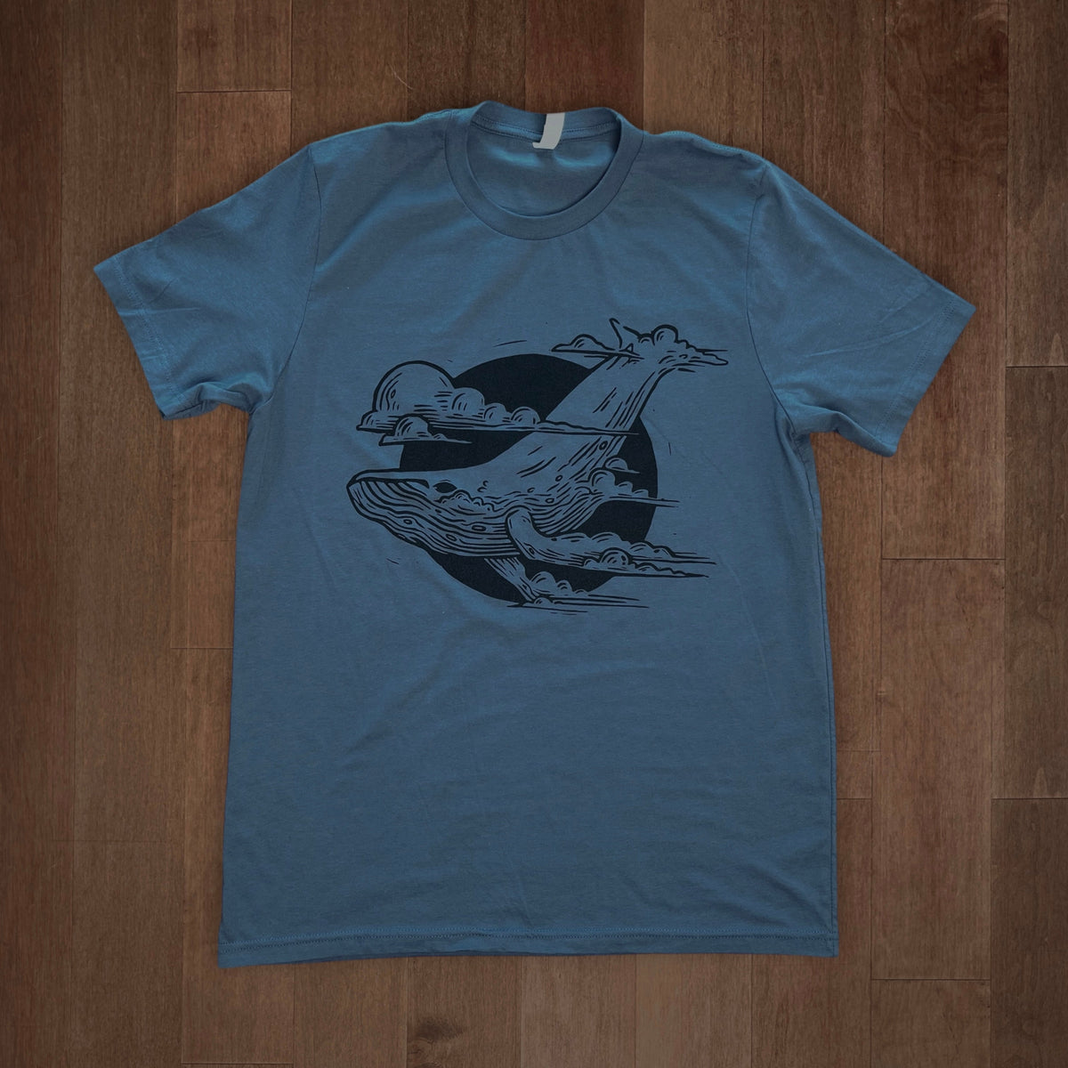VesperTwine Thundercloud T-Shirt, white cotton top with cloud graphic, casual fit, short sleeves, men's shirt.