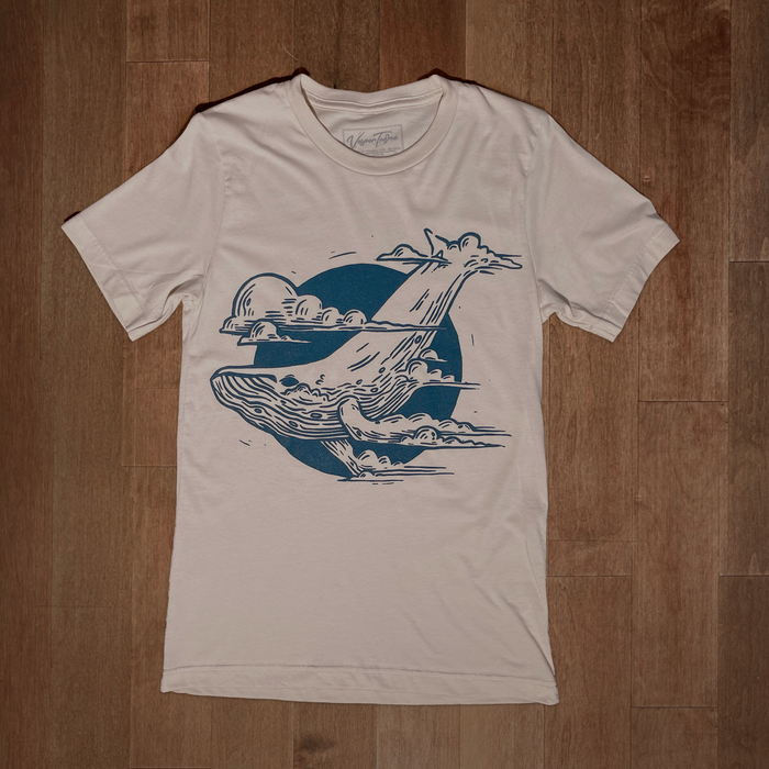 VesperTwine Thundercloud T-Shirt featuring a stormy cloud graphic on a casual shirt, displayed on a plain background.