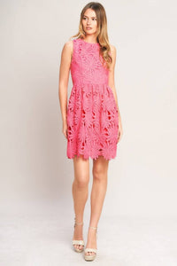 Voglio.us lace mini dress featuring intricate lace fabric, fitted silhouette, and delicate straps, perfect for stylish occasions.