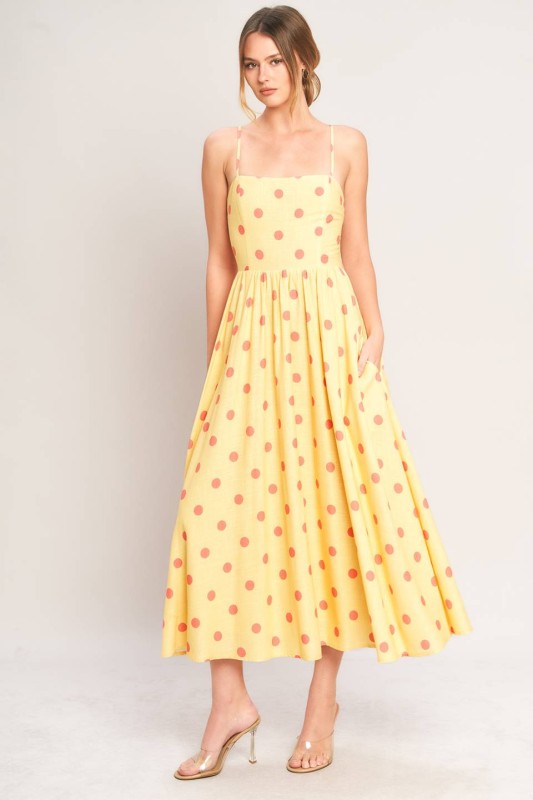 Linen blend dress with smocked back, lightweight and stylish, featuring a relaxed fit and natural fabric texture, by voglio.us.