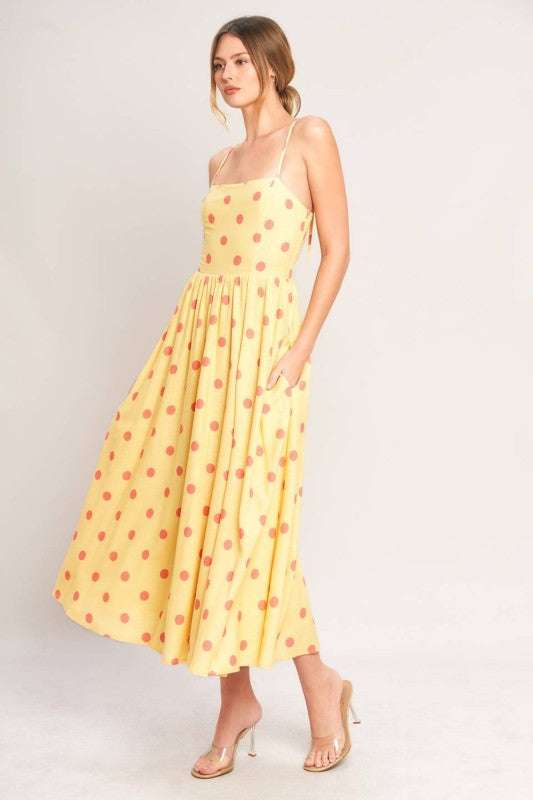 Linen blend dress with smocked back by voglio.us, featuring a flowy silhouette and lightweight fabric perfect for summer days.