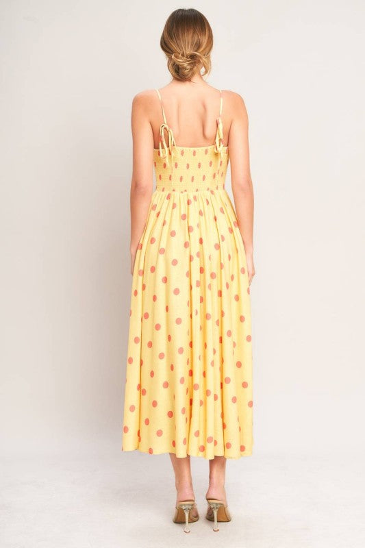 Linen blend dress with smocked back by voglio.us, featuring a flowy design and casual elegance, ideal for warm weather.