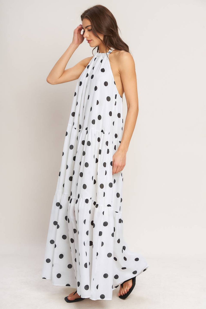 Flowing open back dress from voglio.us featuring a lightweight, elegant design with a flowing silhouette and stylish open back detail.