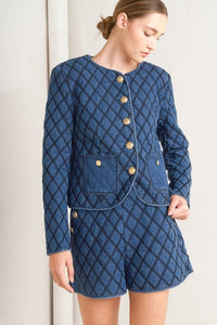 Quilted woven jacket by voglio.us featuring a stylish design, warm padding, and a comfortable fit, shown on a model.