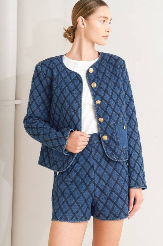 Quilted woven jacket from voglio.us featuring a stylish design, padded texture, and a comfortable fit in a versatile style.