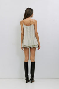 Striped cotton bubble hem shorts by voglio.us, featuring a relaxed fit and stylish design, shown in this image.