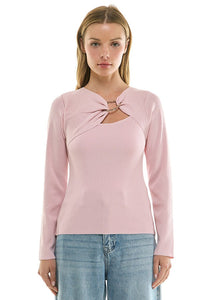 Asymmetric knit top by voglio.us featuring a stylish, modern design with a unique neckline and soft, textured fabric.