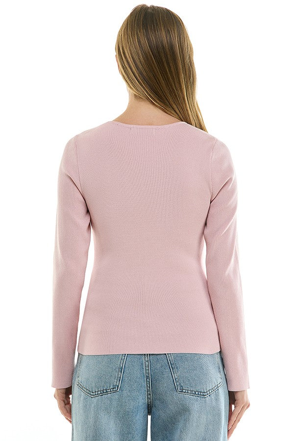 Asymmetric knit top by voglio.us featuring a stylish, modern design with unique hem details and soft, cozy fabric.