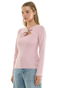 Asymmetric knit top by voglio.us featuring a stylish, modern design with a unique hemline and textured fabric.