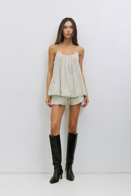 Striped cotton cami top from voglio.us with thin straps and a relaxed fit, perfect for casual wear.