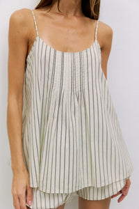 Striped cotton cami top by voglio.us featuring a lightweight, breathable design with thin straps and a relaxed fit.