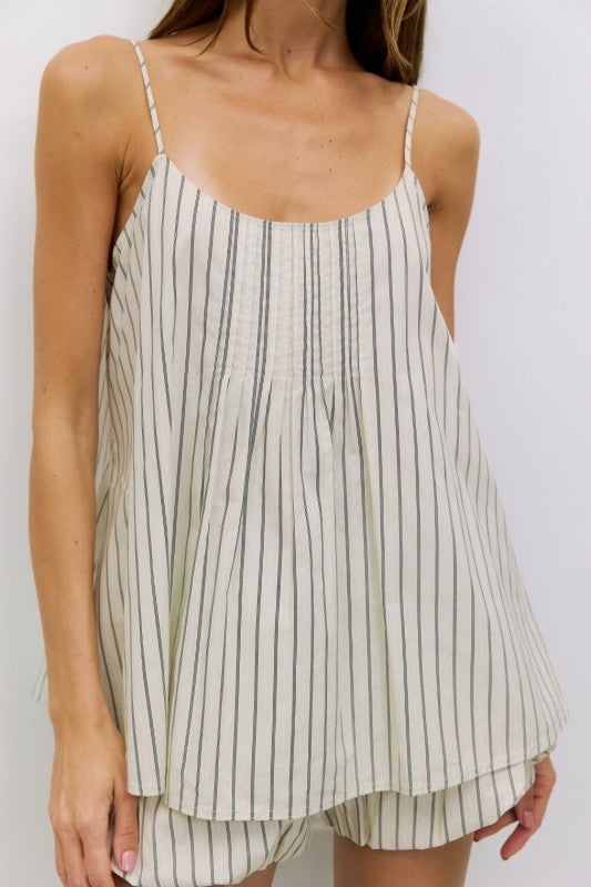 Striped cotton cami top by voglio.us featuring a lightweight, breathable design with thin straps and a relaxed fit.