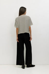 Striped cotton Cassandra top by voglio.us featuring a casual, fitted design with short sleeves and a round neckline.