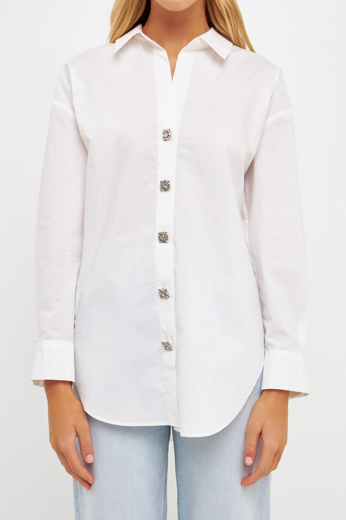Oversize collared shirt by voglio.us, casual top with a relaxed fit, featuring a button-up front and classic collar.