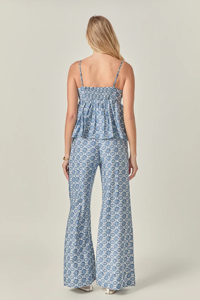 Printed baby doll top by voglio.us featuring a colorful, lightweight design with a relaxed fit and short sleeves.