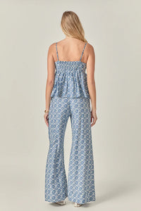 Printed baby doll top by voglio.us featuring a colorful, lightweight design with a relaxed fit and short sleeves.