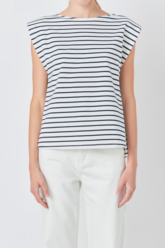 Striped padded sleeveless top in vibrant colors, showcasing a stylish and comfortable design from voglio.us.