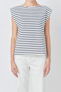 Striped padded sleeveless top in vibrant colors, showcasing a stylish and comfortable design from voglio.us.